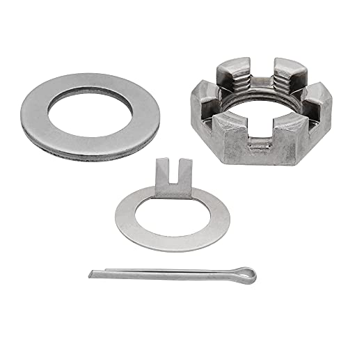 Trailer Axle Bearing Castle Spindle Shaft Nuts"1, Shaft Washers 1", Cotter Pin, Tang Washer - 2 Sets #TOP6