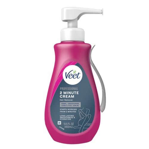 Veet Professional 2 Minute Cream for All Skin Types with Shea Butter, Full Bikini & Pubic Hair...
