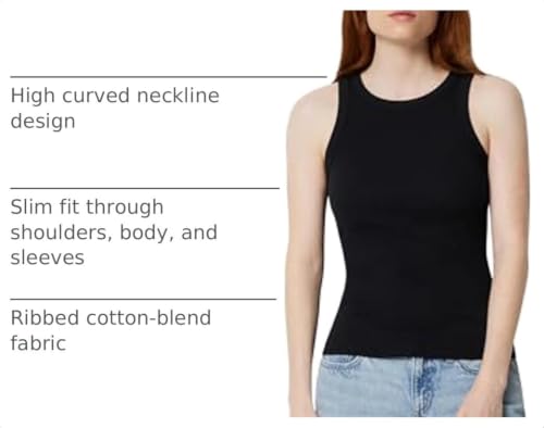 Amazon Essentials Women's Slim-Fit Ribbed Tank Top, Black, Small - image 4