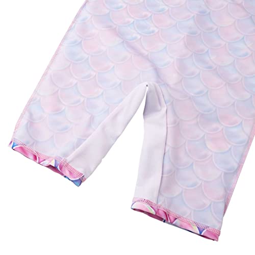 TFJH E Short Sleeve Girls Swimsuits UV 50+ One Pieces Bathing Suits Zipper 2-14Y