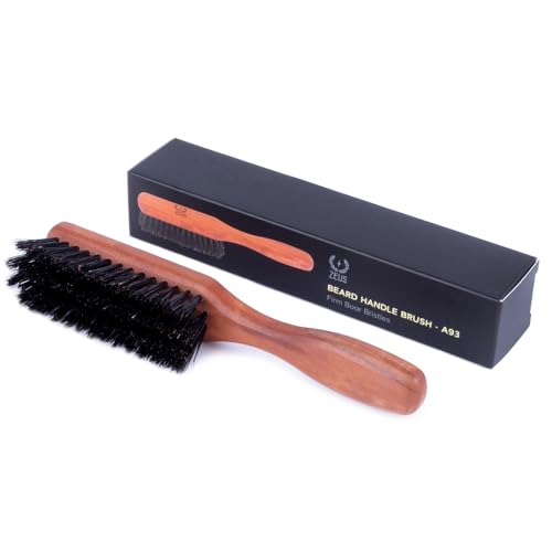 ZEUS Stiff Boar Bristle Beard & Mustache Brush for Men with Extended 6