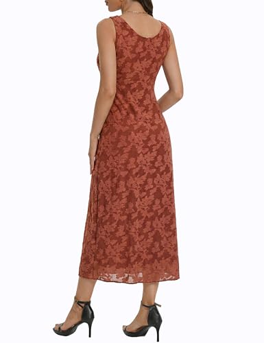 Image of Floral Maxi Dresses for Women Summer Semi Formal Long Mesh Dress | Womens Sleeveless V Neck Bodycon Elegant Casual Wedding Guest Cocktail Party Dress Date Night Outfits Spring Trendy 2026