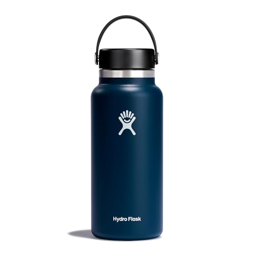 Hydro Flask - Water Bottle 946 ml (32 oz) - Vacuum Insulated Stainless Steel Water Bottle with Leak Proof Flex Cap and Powder Coat - Wide Mouth - Indigo