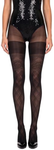 Image of ToBeInStyle Women's Faux Thigh High Opaque Print Nylon Tights