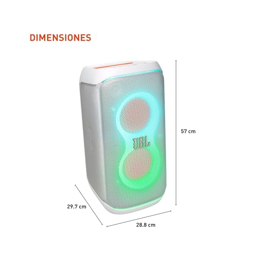 Image of JBL PartyBox Club 120 - Portable Party Speaker with Foldable Handle, Powerful Pro Sound, Futuristic lightshow, Up to 12 Hours of Play time, Splash Proof, Dual Mic & Guitar Inputs (White)