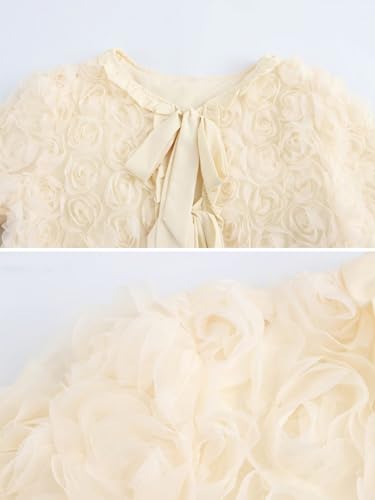 ebossy Women's Collarless Tie Front Blazer Elegant Floral Long Sleeve Casual Slim Y2k Crop Jacket Coat3