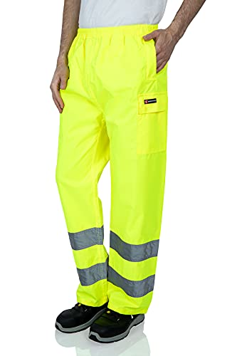 Mivaro Herren Warnschutz Regenhose Regenarbeitshose EN ISO 20471, Größe:3XL, Farbe:Neongelb Cover