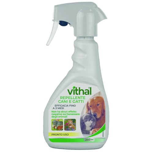 VITHAL Repellente Cane e Gatto Spray 250ml - Protezione Totale Per Interni Ed Esterni, Durata Fino a 3 Mesi, Spray Pronto All’Uso