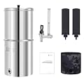 FACHIOO 2.25G Gravity Water Filter System, NSF/ANSI 42 Certified, with 2 Black Carbon Filters and Stainless Steel Spigot, Reduce Chlorine, for Home, Camping, RVing, Off-Grid, Emergencies