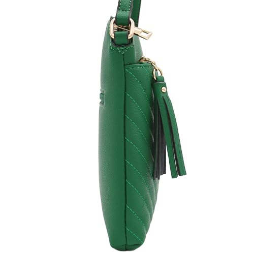 Image of FashionPuzzle Chevron Quilted Medium Crossbody Bag with Tassel Accent