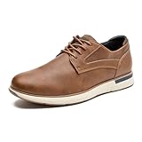 CLOWSE Oxford Shoes for Men, Lace-Up Business Casual Dress Sneakers, Comfortable Walking Shoes for Work Office & Daily Wear, Brown, 12