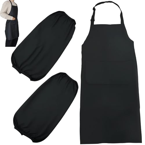 JRSHIRLEYLTD 1 pezzo grembiule grembiule da cucina nero uomo donna grembiule da cucina cinturino regolabile grembiuli da cucina impermeabili con 2 tasche grembiuli da griglia per chef (70 * 80 cm)
