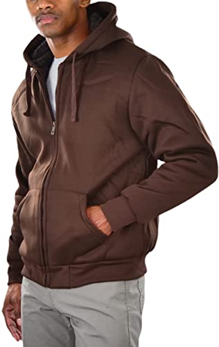 Image of ToBeInStyle Men's Polar Fleece Long Sleeve Zip Up Kangaroo Pocket Cold Weather Hoodie Jacket