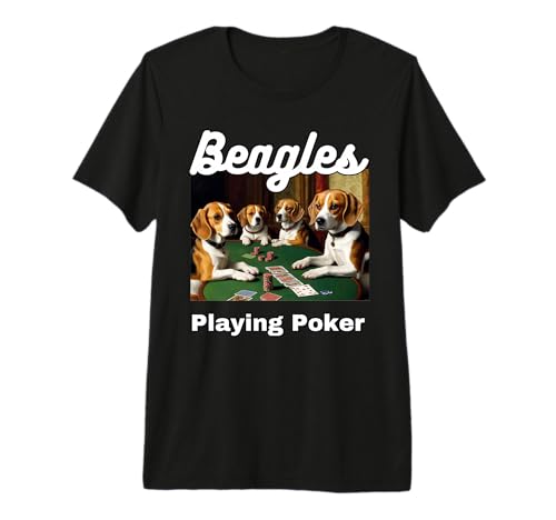 Cani Che Giocano a Poker Carte da Gioco di Carte Beagles Dog Maglietta Premium