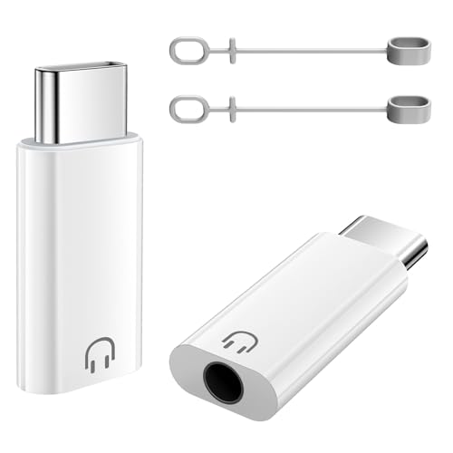 TiMOVO USB-C auf 3,5-mm Audio Kopfh&ouml;reradapter, Typ C auf Aux Kopfh&ouml;rerbuchsenadapter mit Anti-Verlust-Schlaufe, Kompatibel mit iPhone 17/16/15/iPad/Mac-Book, Galaxy S24/S23/S22, Wei&szlig;