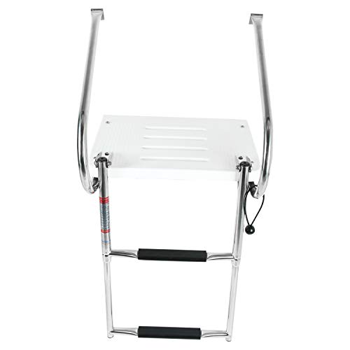 image for YaeMarine 2 Step Fiberglass Platform Ladders, Inboard Boat Ladder, Und