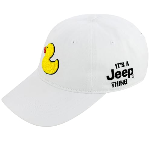 Jeep It’s a Thing Washed Ponytail Baseball Hat for Women with Chenille Duck Embroidery – Adjustable Metal Strap – One Size