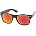 zeroUV - Retro Colored Mirror Polarized Lens Square Horn Rimmed Sunglasses 55mm (Black/Orange Mirror)