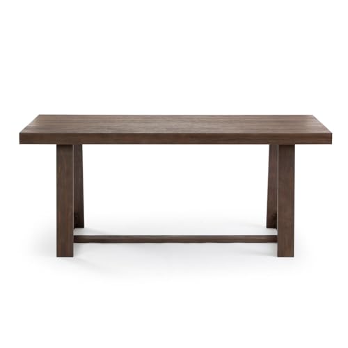 Plank+Beam 72 Inch Farmhouse Dining Table, Solid Wood Rustic Kitchen Table, Large Wooden Rectangular Dinner Table for Dining Room, Home Office, Living Room Furniture, Easy Assembly, Walnut Wirebrush