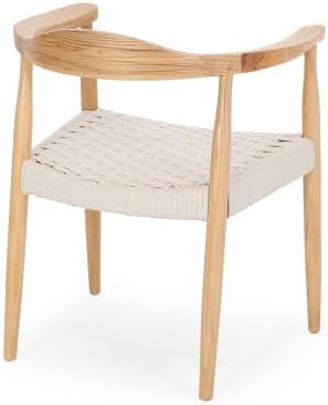 Miniatura 7 de Mid-Century Modern Dining Chairs, Table & Chair Sets, Desk Chair with Ash Wood Frame and Handmade Flat Rope Weave Design for Living Room, Bedroom,