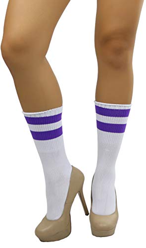 Image of ToBeInStyle Women's Acrylic Ankle Hi With Double Stripe Top Crew Fun Athletic Socks
