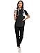 Tisfeer Scrubs for Woman Short Sleeve Black Scrubs Top Button Down Mandarin Collar Scrub Shirts with 4 Pockets, S