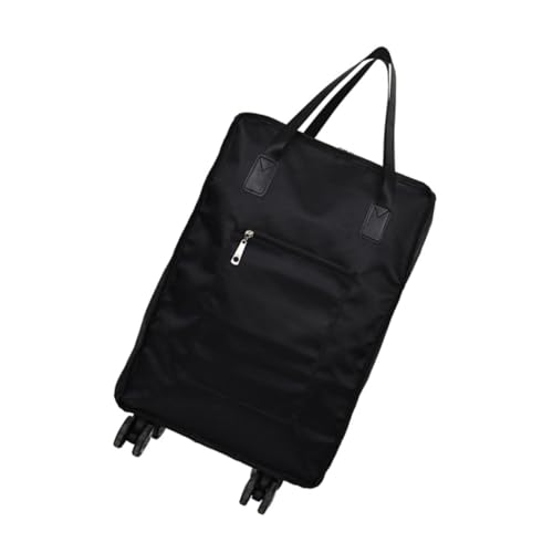 TENDYCOCO Large Capacity Suitcase Folding Luggage Bag Wheels Oxford Fabric Duffle Bag for Travel Business Casual Black