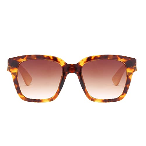 Piranha Square Sunglasses for Women with Demi Frame plus Sustainable Bamboo Temples and Gradient Brown Lens2