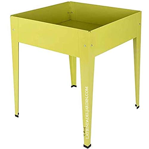 Suinga Mesa de Cultivo metálica Cuadrada 60 x 60 x 82 cm Amarilla Cultivar un huerto Familiar en su hogar