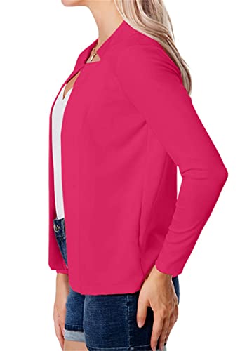 Image of YMING Womens Open Front Work Blazer Business Long Sleeve Jackets Solid Color Office Short Cardigans