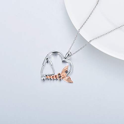 Stethoscope Necklace Angel Wings/Cross/Caduceus 925 Sterling Silver Doctor Nurse Medical Pendant Jewelry Nurse Doctor Graduation Gifts3