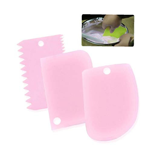 Oulensy 3pcs / Ensemble D'Outils De Cuisson De DéCoration De GâTeau De Raclage De La PâTisserie Fudge Racleur De GâTeau De PâTe Plastique Spatule GâTeau De Coupe en Dents De Scie