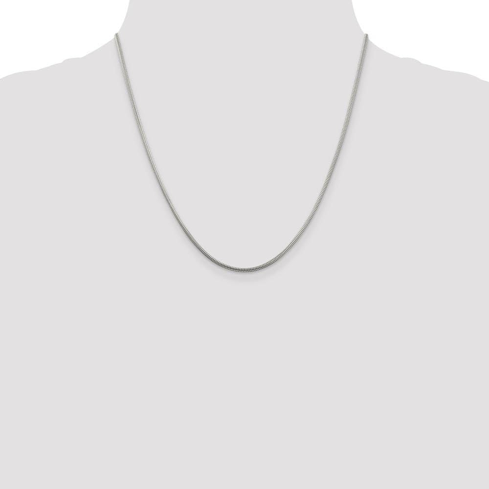 The Black Bow 2mm Sterling Silver Solid Classic Round Snake Chain Necklace