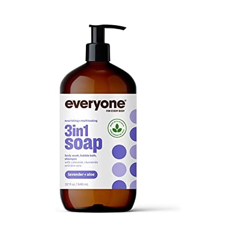 Everyone 3-in-1 Soap, Body Wash, Bubble Bath, Shampoo, 32 Ounce (Pack of 1), Lavender and Aloe, Coconut Cleanser with Organic Plant Extracts and Pure Essential Oils Cover