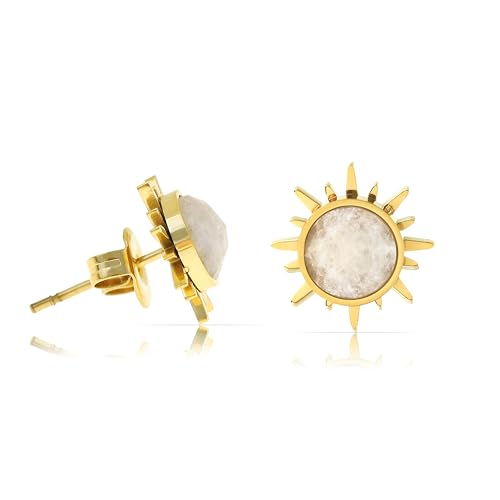 Made by Nami Set Sonne Ohrstecker Gold mit Edelstein aus Chirurgischem Edelstahl Boho Ohrringe Gold Stecker Hypoallergen & Wasserfest Sommer Schmuck