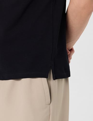 Image of Louis Philippe Men's Slim Fit Single-Tuck Pique Stylized Sleeve Print and Contrast Tipping Half Sleeve Solid Polo Tshirt