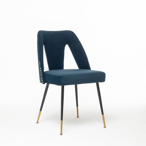 Contemporary Velvet Upholstered Dining Chair with Nailheads and Gold Tipped