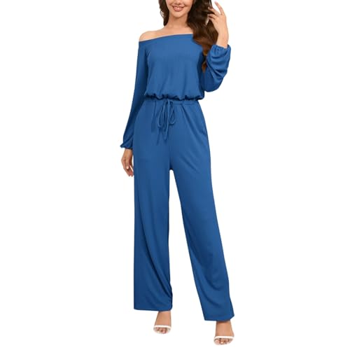 Mono de verano deportivo para mujer, mono con cordón, sin tirantes, sexy, sin hombros, mono de verano, monocolor, elegante, talla grande, Y2K, traje de playa, azul, XL