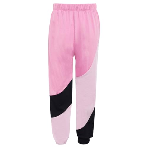 TiaoBug Kids Girls High Waisted Color Block Joggers Pants Sweatpants for Jazz Hip Hop Dance Athletic4