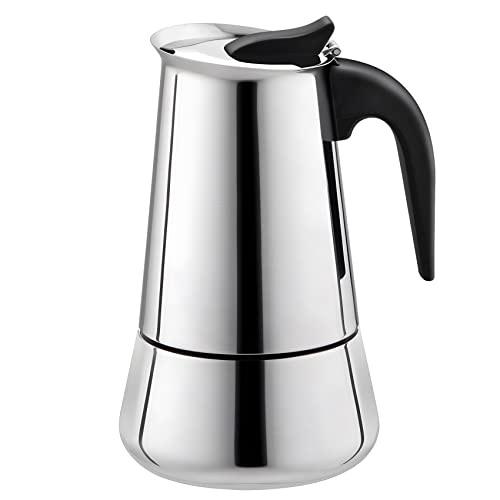 Tskcvy Cafetera Moka Estufa de Café con Leche Espresso Percolador Cafetera Olla de Expreso Cafetera 100Ml Acero Inoxidable