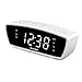 Reacher Modern Dual Alarm Clock Radio with Adjustable Alarm Volume for Heavy and Light Sleepers, USB Phone Charger Port, Sleep Timer, Dimmer, Snooze for Bedrooms Bedside (White)