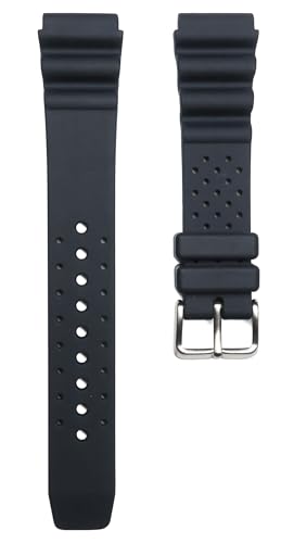 TIMEWHEEL 20mm Soft Black Rubber Watch Band Strap Compatible With Citizen Promaster Sports Divers Watches (Stainless Steel Brushed Buckle)