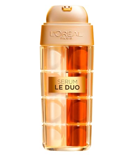 L'Oréal Paris Suero que desafía la edad Le Duo, Colágeno Péptido Booster y Vitaminas B3 and C, Firmness instantánea, Radiance, Wrinkles Appear Reducido, 30 ml.