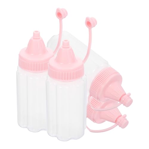 DOITOOL Botellas Exprimibles para Condimentos Domésticos Pack de 4 Unidades de 250 Ml Color Rosa Botellas Reutilizables para Salsas como Kétchup y Miel Diseño Práctico para Cocina y