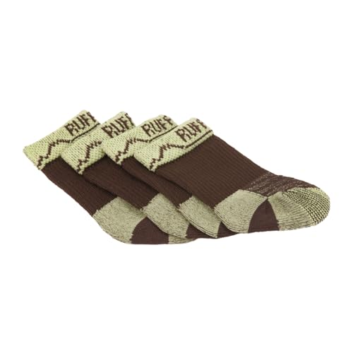 RUFFWEAR Bark'n Boot Socken für Hunde, X-Large Hundesocken für unter Hundeschuhen und Hundestiefeln, Set mit 4 bequemen, schnell trocknenden und verstärkten Hundesocken, Größe XL, Erdbraun