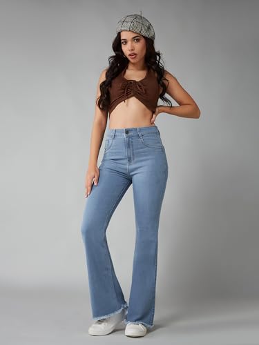 Image of Dolce Crudo Boot Cut High Rise Cropped Jeans for Women