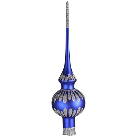 HolidayGiftShops Grace Blue Glass Christmas Tree Topper Cover