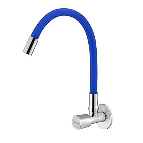 Prestige Dixy Flexible Sink Cock Blue Pillar Tap Faucet (Wall Mount