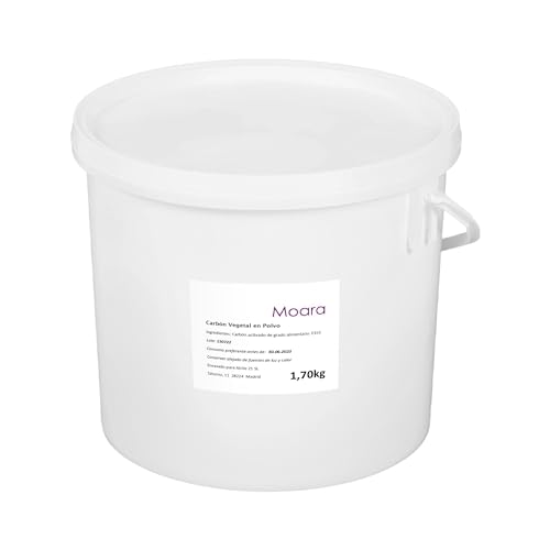 Harina de carbón vegetal activado | Colorante alimentario natural negro | Sin olor - Sin sabor | Polvo negro micronizado soluble en agua | Origen India | 1,70 Kg.