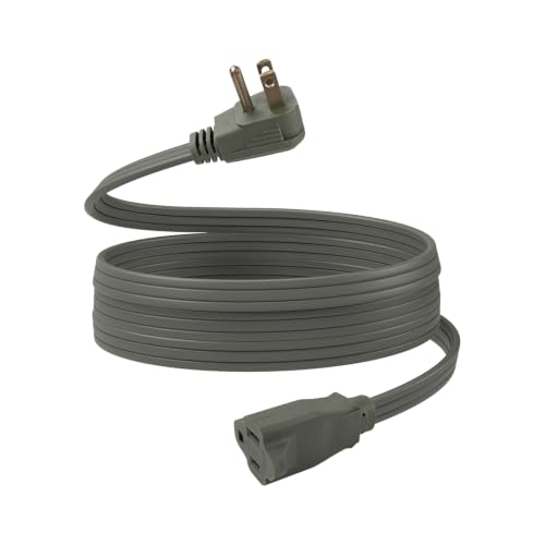 Image of FSTSN 3 Ft Appliance Power Extension Cord, 3 Prong Flat Wire 14 Gauge Heavy Duty Grounded Cable for Air Conditioner, Refrigerator, Microwave, Washing Machine, 15A 1875W, ETL Listed, Grey